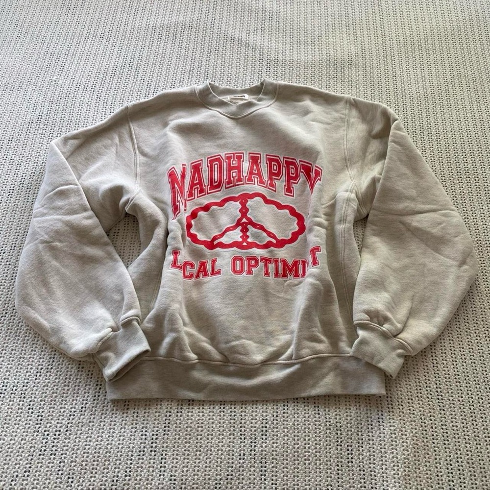 Madhappy Local Optimist Grey Crewneck Cotton Sweatshirt Sz M Loungewear Preppy